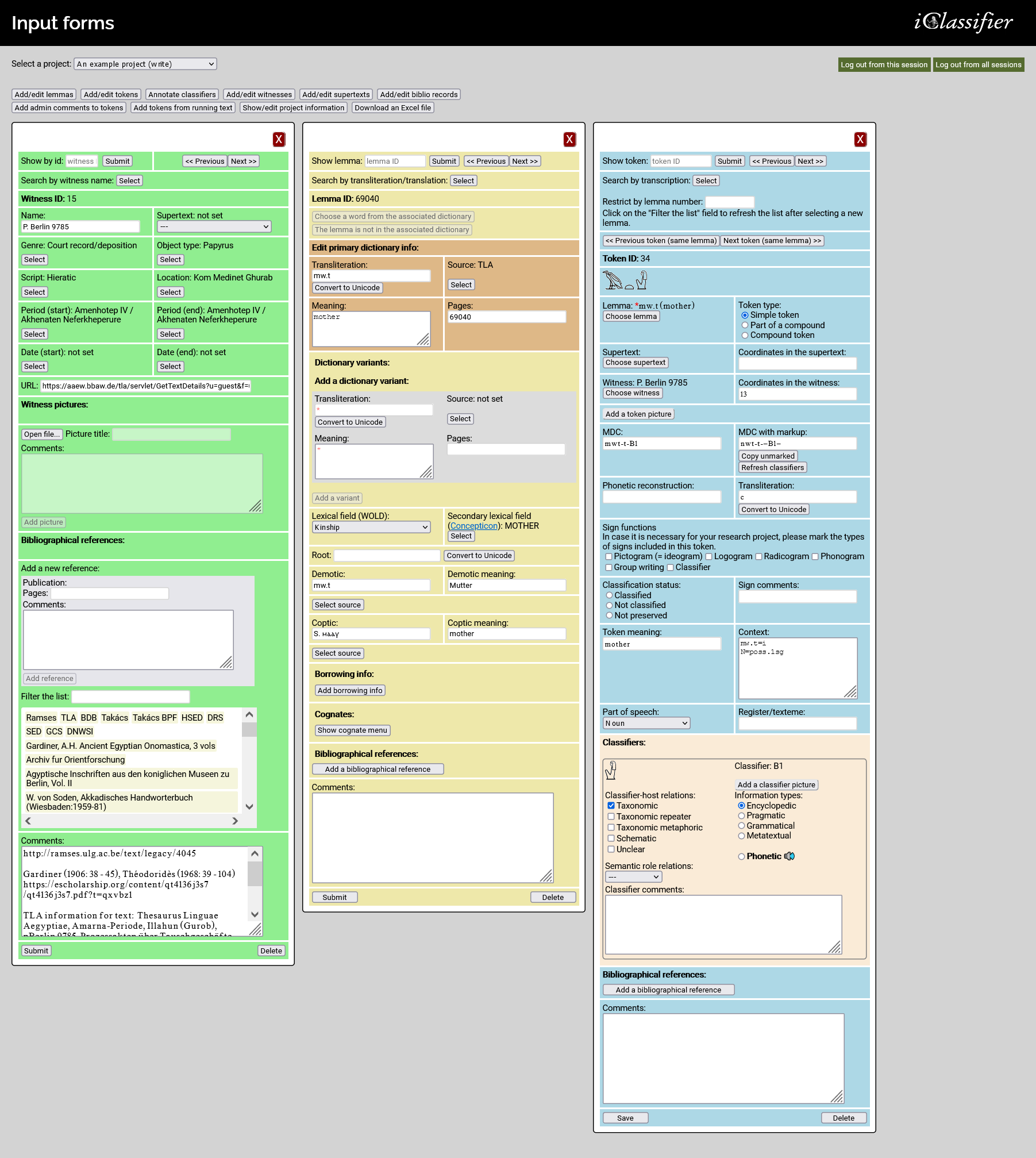 iClassifier input form